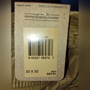 NWT Levis Pants Mens 30x30 Tan light Brown Corduroy Straight Leg 5 pocket warm